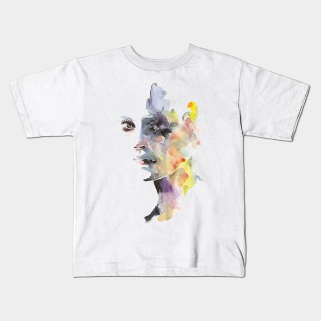 Watercolor painting Portrait Kids T-Shirt by nemram